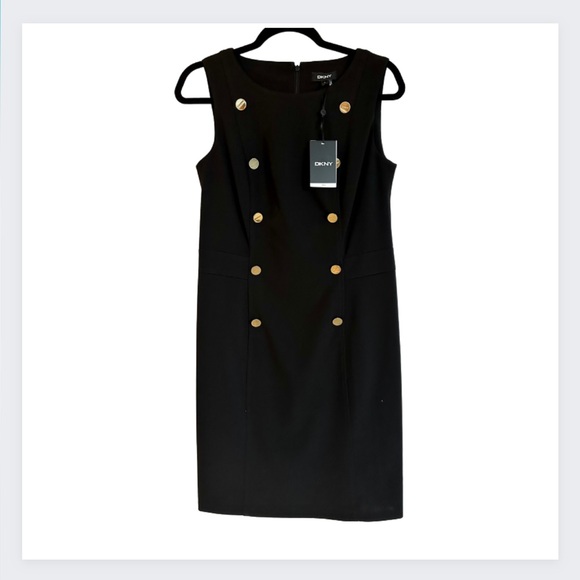 Dkny Dresses & Skirts - Dkny Womens Black Sleeveless Scoop Neck Knee Length Wear To Work Sheath Dress